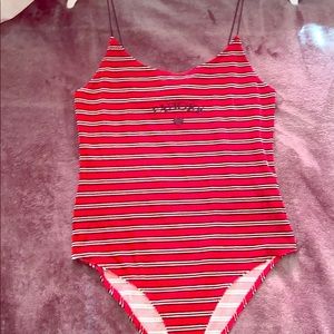 Red striped tank top body suit by Forever 21